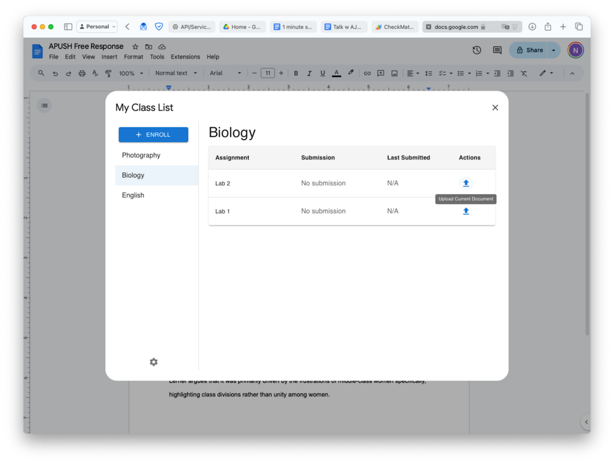Student guide for using Checkmark Plagiarism Google Docs add-on